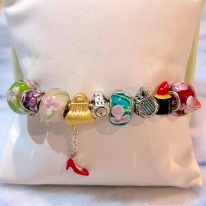 Beaded Fashion Charm Bracelet‎ with Shoe Charm